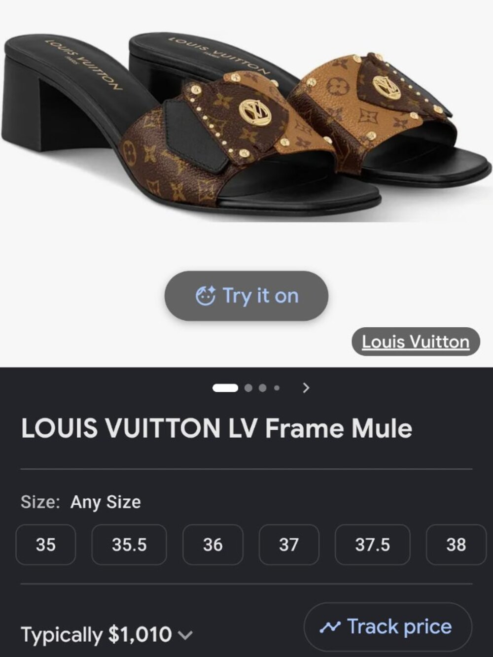LOUIS VUITTON FRAME MULE